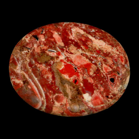 2" Polished Natural Brecciated Jasper Stone Worry Palm Stone Minas Gerais Brazil