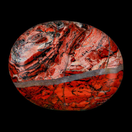 2" Polished Natural Brecciated Jasper Stone Worry Palm Stone Minas Gerais Brazil