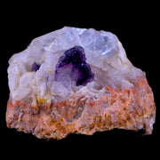 2.1" Purple Fluorite on White Barite Blades Crystal Minerals Taouirirt Morocco