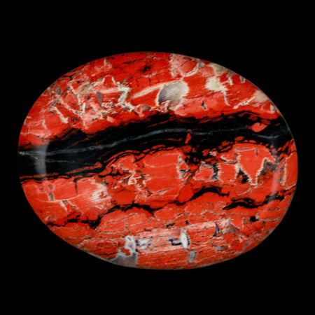 2" Polished Natural Brecciated Jasper Stone Worry Palm Stone Minas Gerais Brazil