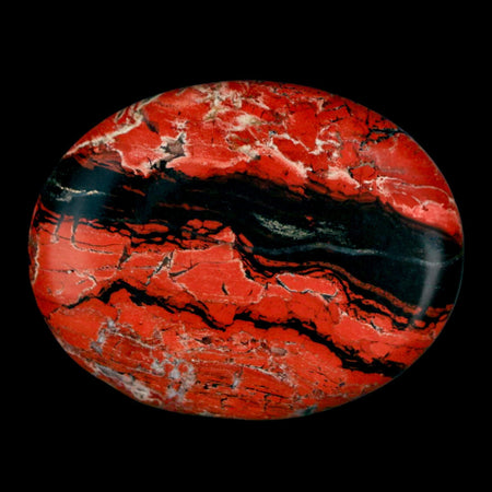 2" Polished Natural Brecciated Jasper Stone Worry Palm Stone Minas Gerais Brazil