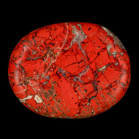 2" Polished Natural Brecciated Jasper Stone Worry Palm Stone Minas Gerais Brazil