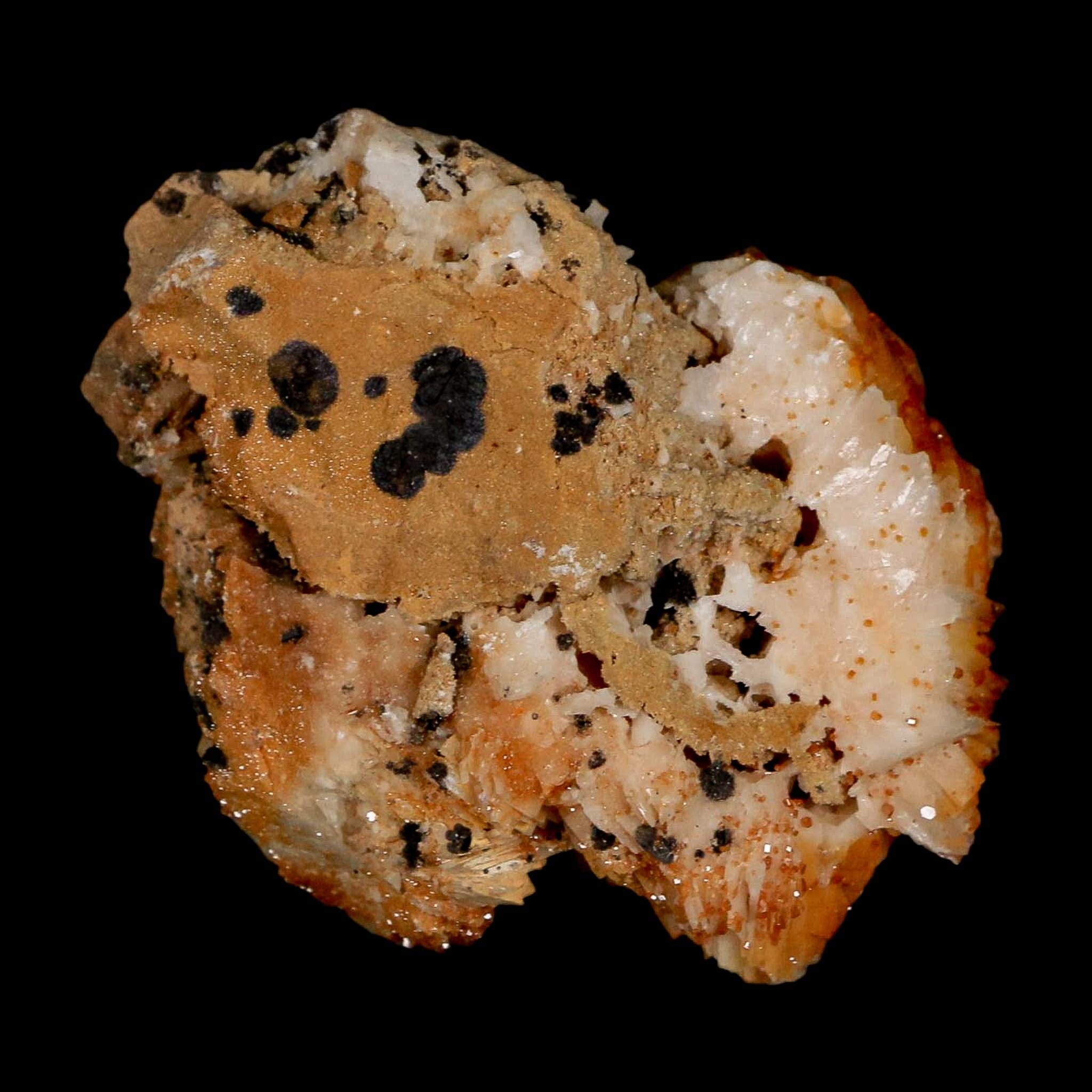 2.3" Sparkly Orange Vanadinite Crystals Orange Barite Blades Mineral Mabladen Morocco - Fossil Age Minerals