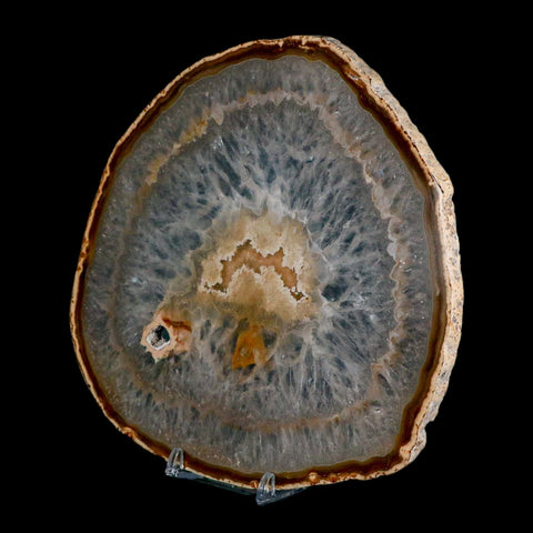 6.3" Polished Cut Agate Geode Crystal Quarts Chalcedony Mineral Specimen Stand - Fossil Age Minerals