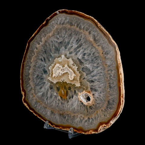 6.3" Polished Cut Agate Geode Crystal Quarts Chalcedony Mineral Specimen Stand - Fossil Age Minerals