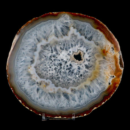 6.1" Polished Cut Agate Geode Crystal Quarts Chalcedony Mineral Specimen Stand