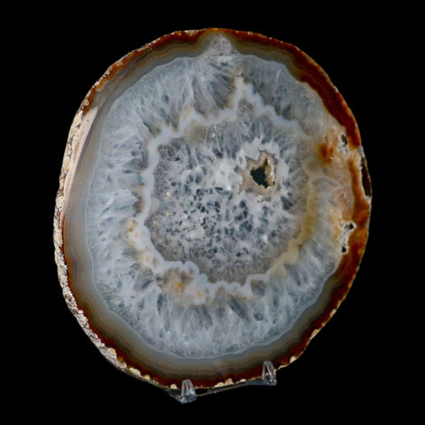 6.1" Polished Cut Agate Geode Crystal Quarts Chalcedony Mineral Specimen Stand - Fossil Age Minerals