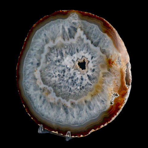 6.1" Polished Cut Agate Geode Crystal Quarts Chalcedony Mineral Specimen Stand - Fossil Age Minerals