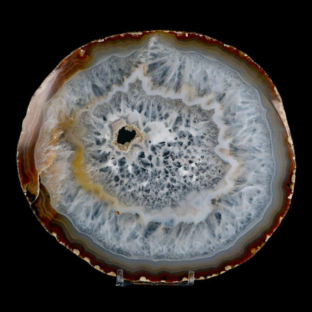 6.1" Polished Cut Agate Geode Crystal Quarts Chalcedony Mineral Specimen Stand
