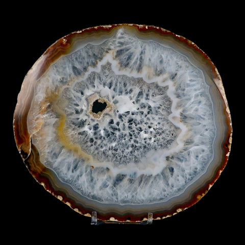 6.1" Polished Cut Agate Geode Crystal Quarts Chalcedony Mineral Specimen Stand - Fossil Age Minerals
