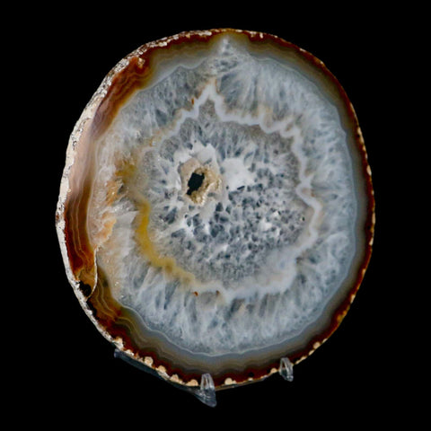 6.1" Polished Cut Agate Geode Crystal Quarts Chalcedony Mineral Specimen Stand - Fossil Age Minerals