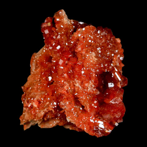 1.6" Sparkly Red Vanadinite Crystals On White Barite Blades Mineral Mabladen Morocco - Fossil Age Minerals