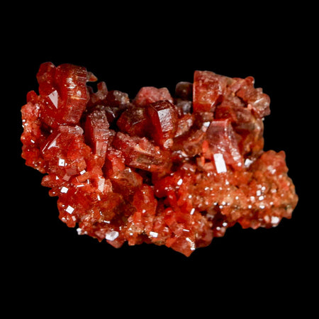 2" Sparkly Red Vanadinite Crystals On Barite Blades Mineral Mabladen Morocco