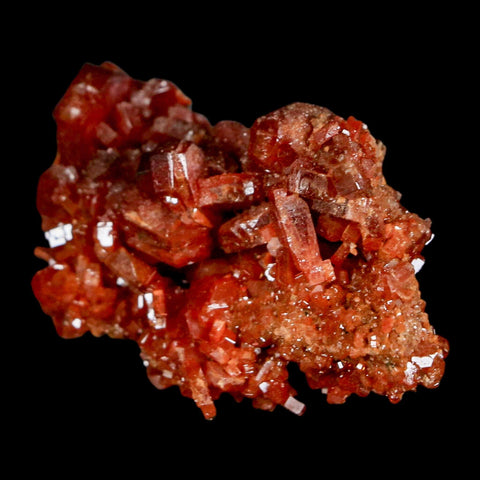 2" Sparkly Red Vanadinite Crystals On Barite Blades Mineral Mabladen Morocco - Fossil Age Minerals