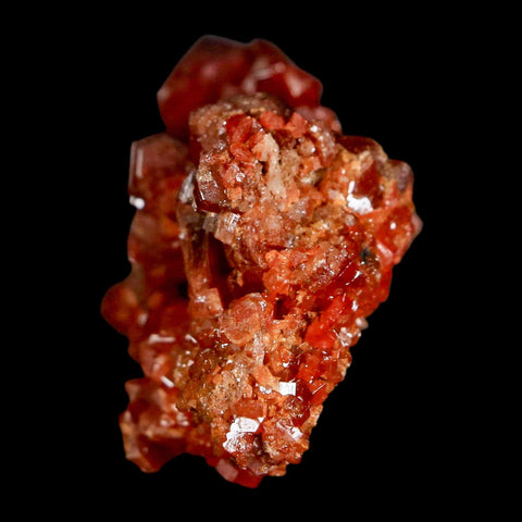 2" Sparkly Red Vanadinite Crystals On Barite Blades Mineral Mabladen Morocco - Fossil Age Minerals