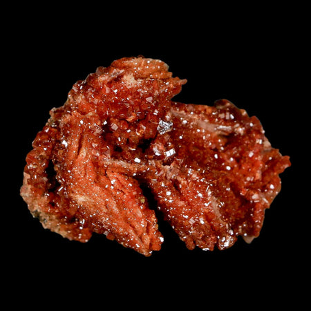 2.2" Sparkly Red Vanadinite Crystals on White Barite Blades Mineral Mabladen Morocco