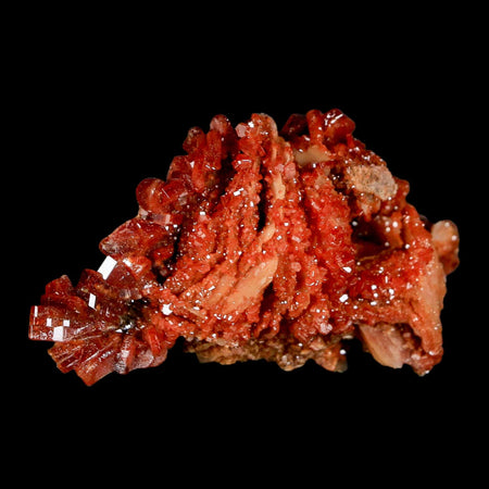 2.6" Sparkly Red Vanadinite Crystals on White Barite Blades Mineral Mabladen Morocco