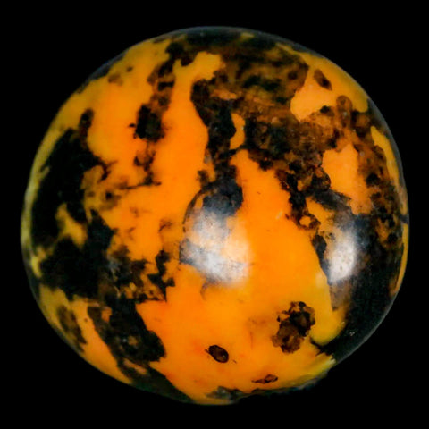 1.8" Polished Yellow Silk Banded Agate Chalcedony Mineral Palm Stone - Fossil Age Minerals