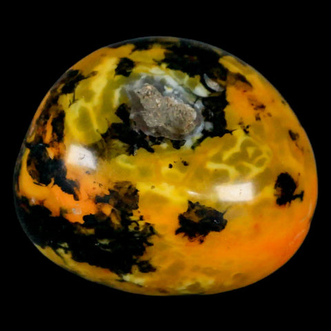 1.8" Polished Yellow Silk Banded Agate Chalcedony Mineral Palm Stone - Fossil Age Minerals