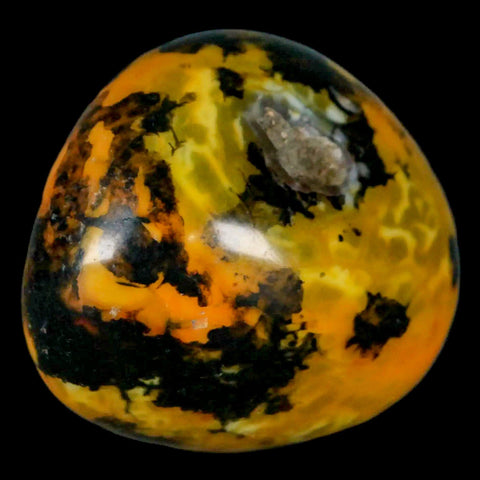 1.8" Polished Yellow Silk Banded Agate Chalcedony Mineral Palm Stone - Fossil Age Minerals