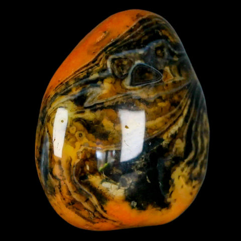 1.9" Polished Yellow Silk Banded Agate Chalcedony Mineral Palm Stone - Fossil Age Minerals