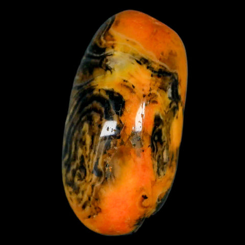 1.9" Polished Yellow Silk Banded Agate Chalcedony Mineral Palm Stone - Fossil Age Minerals