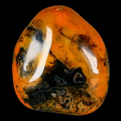 1.9" Polished Yellow Silk Banded Agate Chalcedony Mineral Palm Stone - Fossil Age Minerals