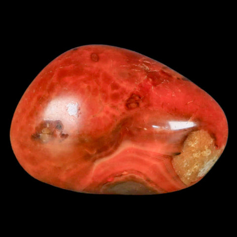 2" Polished Yellow Orange Silk Banded Agate Chalcedony Mineral Palm Stone - Fossil Age Minerals