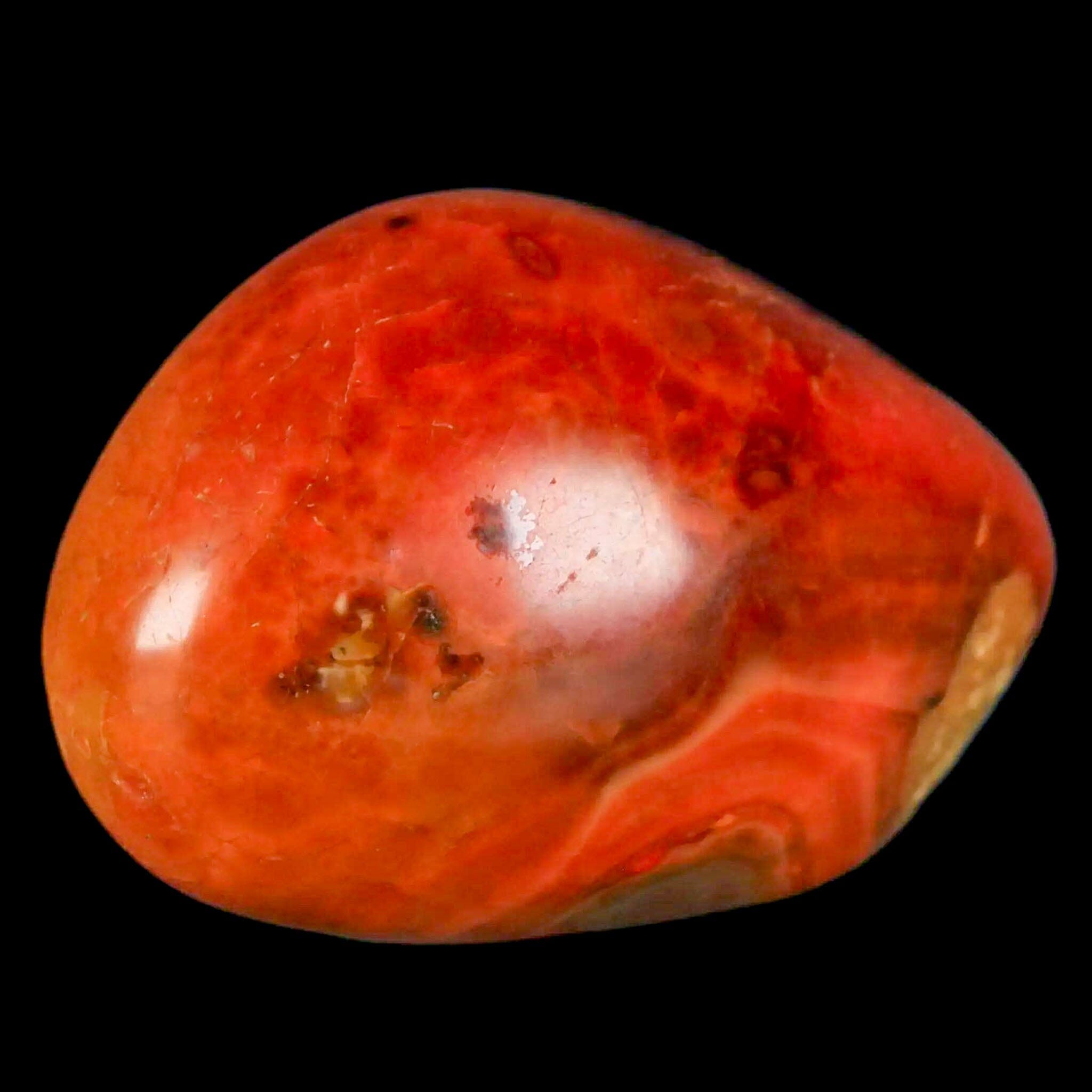 2" Polished Yellow Orange Silk Banded Agate Chalcedony Mineral Palm Stone - Fossil Age Minerals