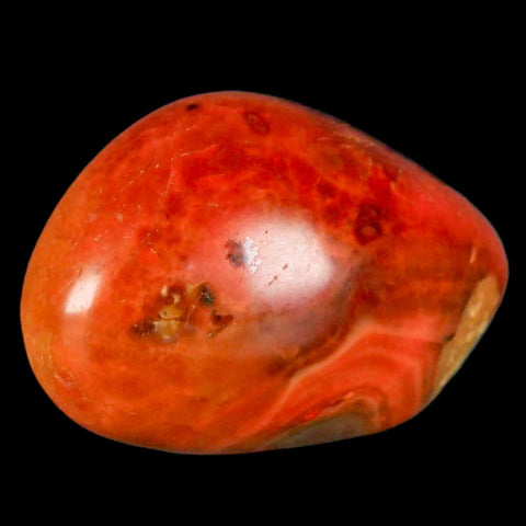 2" Polished Yellow Orange Silk Banded Agate Chalcedony Mineral Palm Stone - Fossil Age Minerals