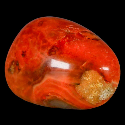 2" Polished Yellow Orange Silk Banded Agate Chalcedony Mineral Palm Stone - Fossil Age Minerals