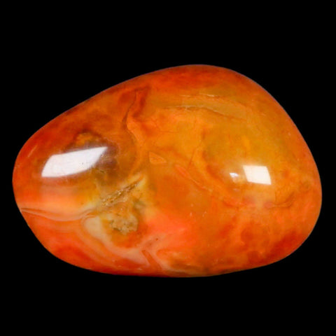 2" Polished Yellow Orange Silk Banded Agate Chalcedony Mineral Palm Stone - Fossil Age Minerals
