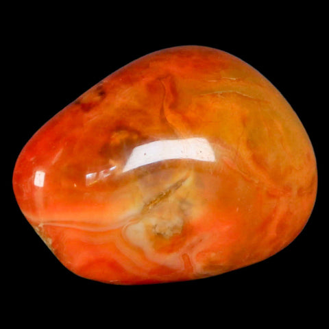 2" Polished Yellow Orange Silk Banded Agate Chalcedony Mineral Palm Stone - Fossil Age Minerals