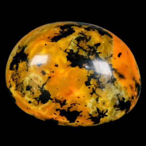 1.8" Polished Yellow Orange Silk Banded Agate Chalcedony Mineral Palm Stone - Fossil Age Minerals