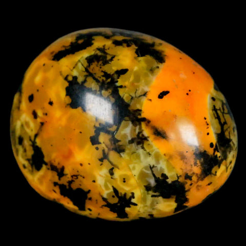1.8" Polished Yellow Orange Silk Banded Agate Chalcedony Mineral Palm Stone - Fossil Age Minerals