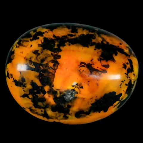 1.8" Polished Yellow Orange Silk Banded Agate Chalcedony Mineral Palm Stone - Fossil Age Minerals