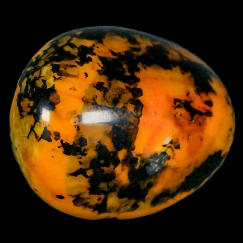 1.8" Polished Yellow Orange Silk Banded Agate Chalcedony Mineral Palm Stone - Fossil Age Minerals