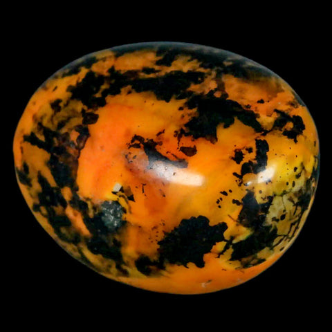 1.8" Polished Yellow Orange Silk Banded Agate Chalcedony Mineral Palm Stone - Fossil Age Minerals