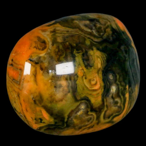 2" Polished Yellow Orange Silk Banded Agate Chalcedony Mineral Palm Stone - Fossil Age Minerals