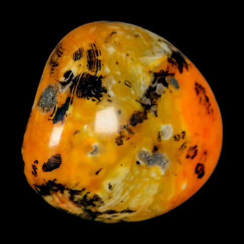 1.9" Polished Yellow Orange Silk Banded Agate Chalcedony Mineral Palm Stone - Fossil Age Minerals