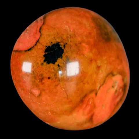 1.8" Polished Yellow Orange Silk Banded Agate Chalcedony Mineral Palm Stone - Fossil Age Minerals