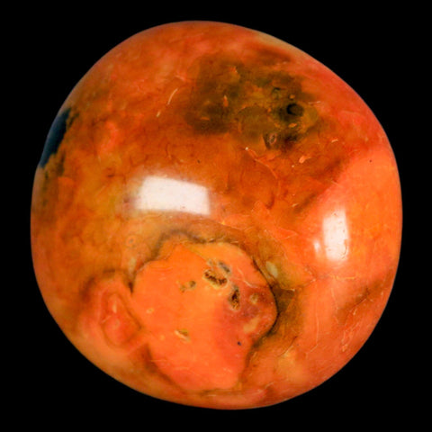 1.8" Polished Yellow Orange Silk Banded Agate Chalcedony Mineral Palm Stone - Fossil Age Minerals