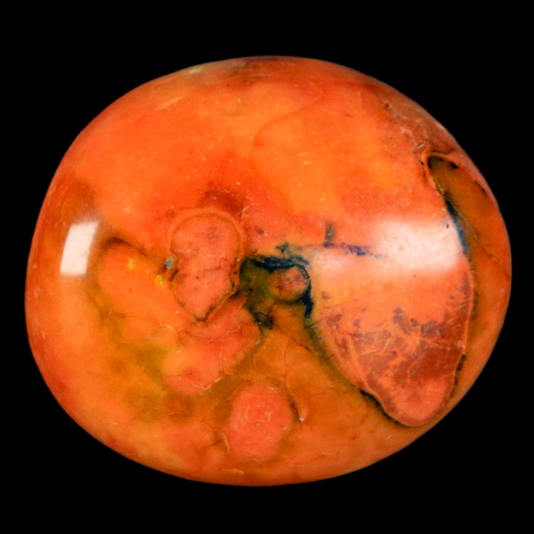 1.8" Polished Yellow Orange Silk Banded Agate Chalcedony Mineral Palm Stone - Fossil Age Minerals