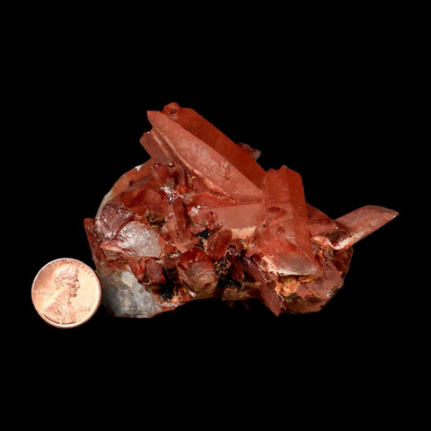 3.4" Natural Red Ferruginous Quartz Crystal Cluster Mineral Specimen Meknes Morocco
