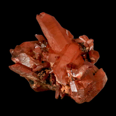 3.4" Natural Red Ferruginous Quartz Crystal Cluster Mineral Specimen Meknes Morocco