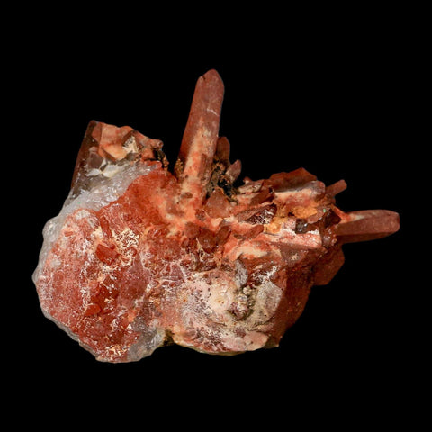 3.4" Natural Red Ferruginous Quartz Crystal Cluster Mineral Specimen Meknes Morocco