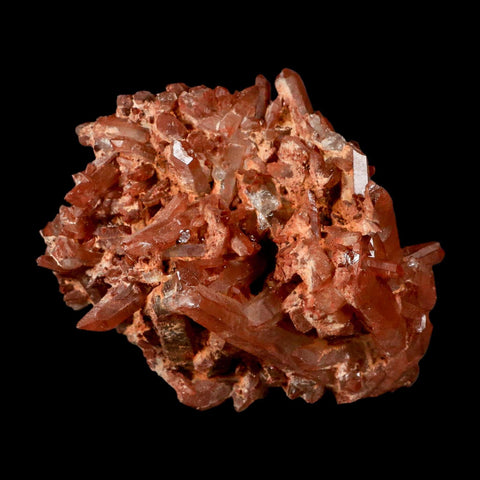 3.9" Natural Red Ferruginous Quartz Crystal Cluster Mineral Specimen Meknes Morocco