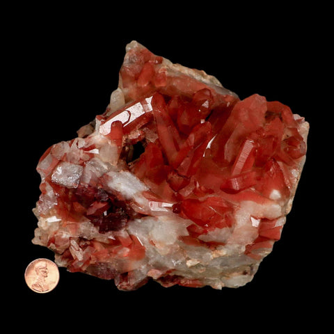 6.1" Natural Red Ferruginous Quartz Crystal Cluster Mineral Specimen Meknes Morocco