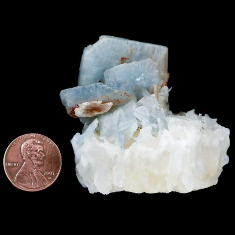 2" Ice Blue Tabular Barite Blades Crystal Mineral Specimen Meknes-Tafilalet  Morocco - Fossil Age Minerals
