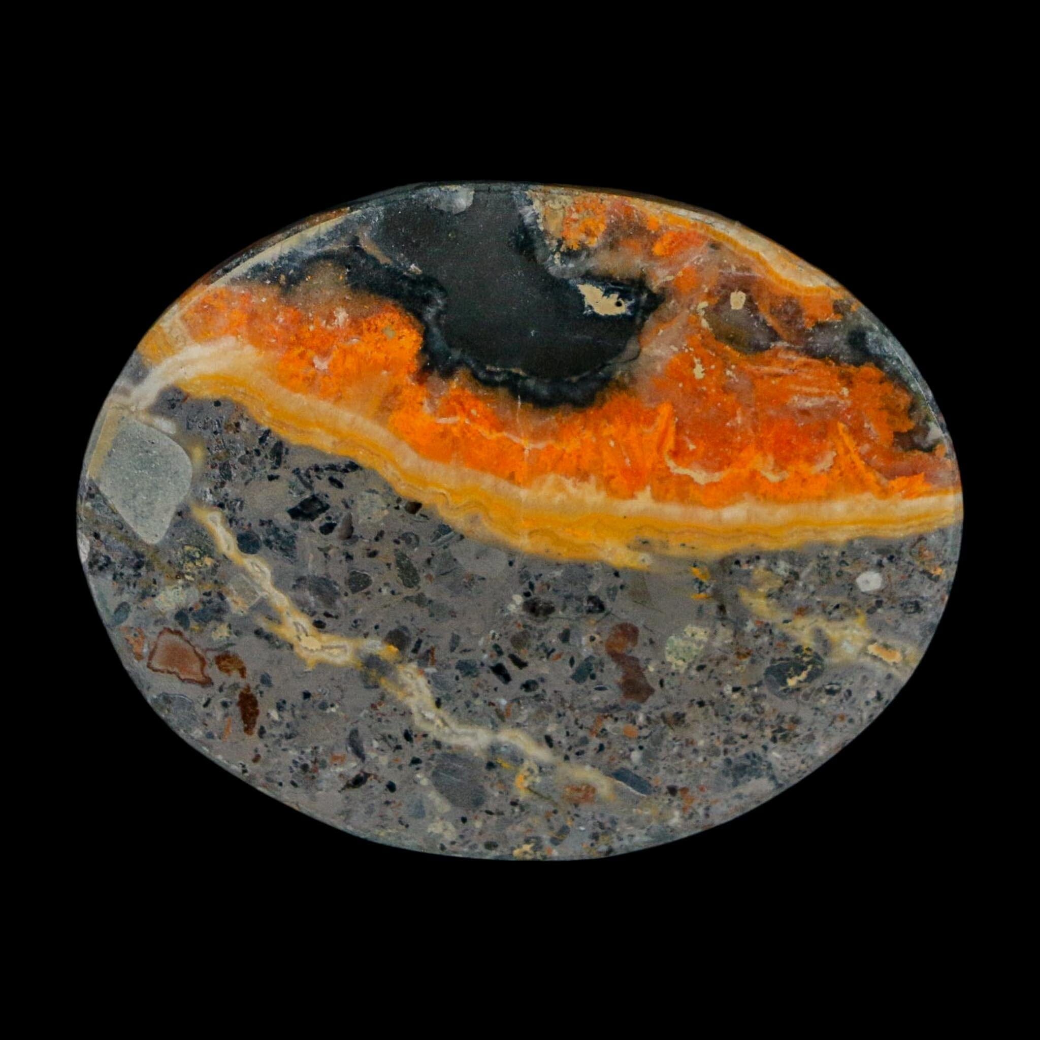 1.8" Bumblebee Jasper Natural Polished Mineral Palm Stone Java Indonesia - Fossil Age Minerals
